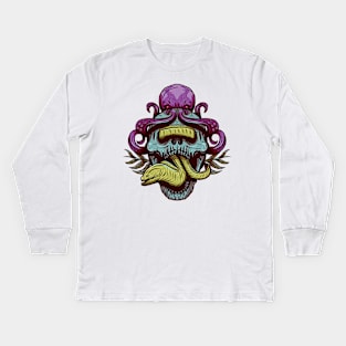 Skull Octopus Kids Long Sleeve T-Shirt